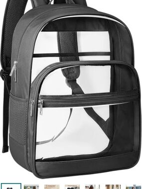 Clear Front Black Men's Backpack - Transparent Pocket